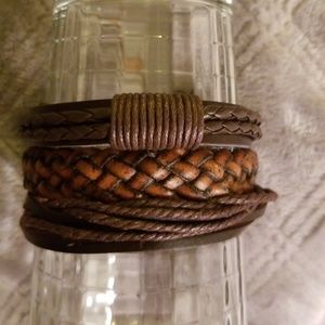 (3) HANDMADE - Leather Bracelets  NWOT